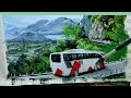 Bus landscape painting  gene artroadtrip acrylicpainting