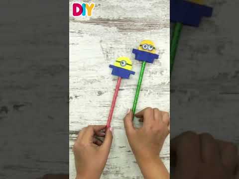 How to make Minions & Hello Kitty Pencil Toppers #shorts