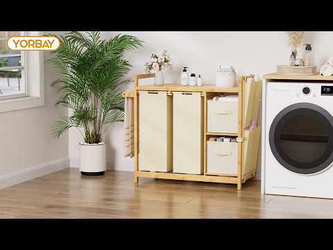 Yorbay Wäschekorb Regal 140L mit 4 Fächern