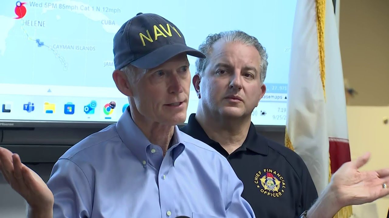 Jimmy Patronis, Rick Scott give update on Hurricane Helene - YouTube