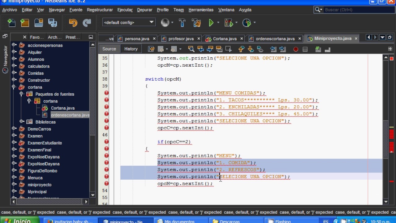 PROGRAMA EN JAVA CON LOS CICLOS DE SWITCH, WHILE Y IF... - YouTube
