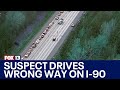 Aerial footage shows pursuit suspect carjacking another vehicle, driving wrong way on I-90