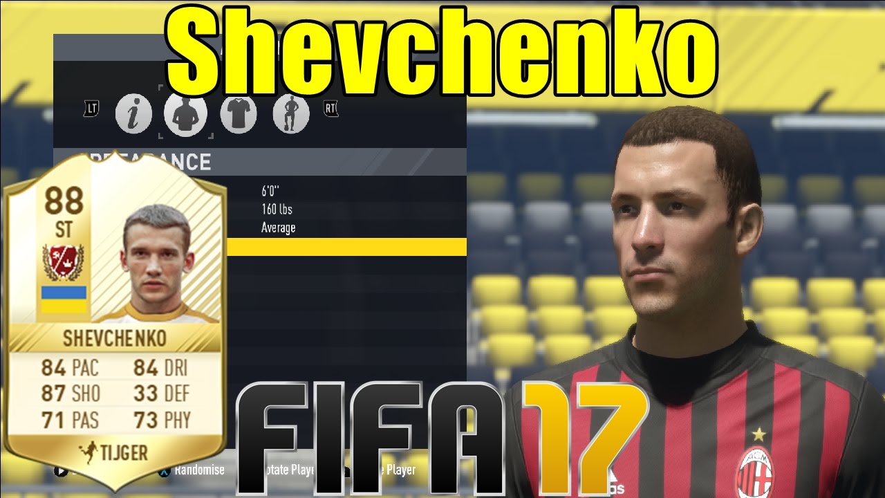Fifa 17 Shevchenko Virtual Pro Look A Like Tutorial With Stats Youtube