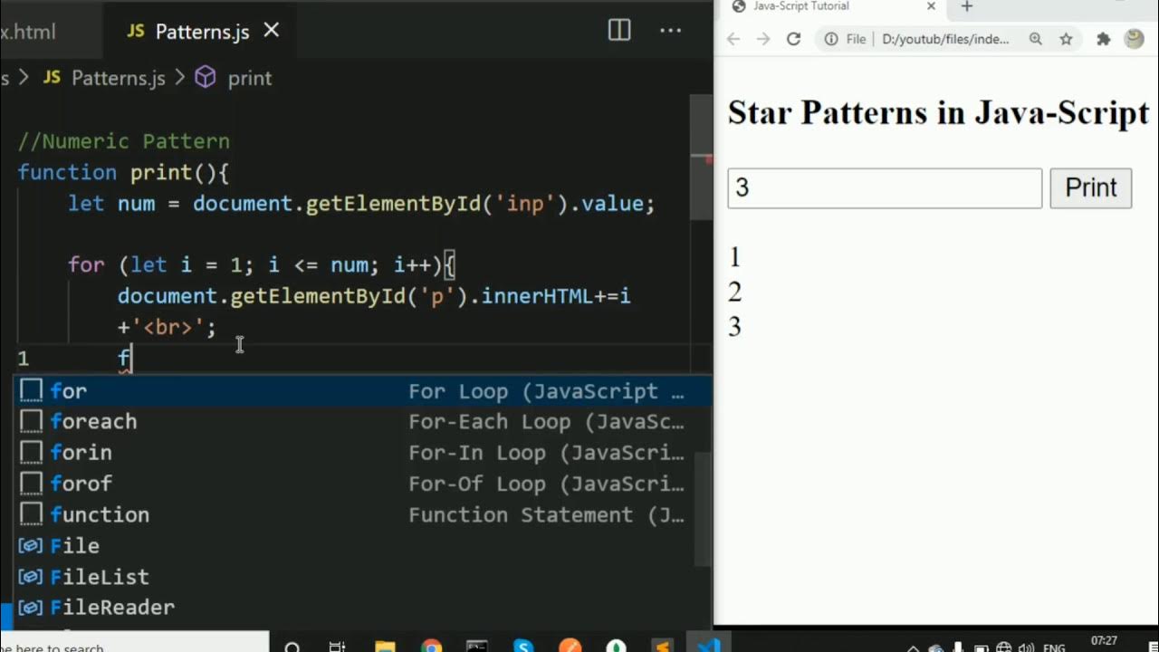 3.Triangle pattern using Numbers in JavaScript. - YouTube