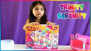 Trinity and Mommy Dinosaur Learn How To Make Trolls Sweet N Sour Gummies! | Trinity and Serenity