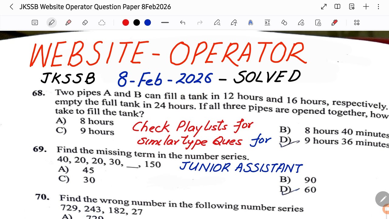 Website Operator Jkssb Today’s Paper Solution | Maths and Reasoning | Level basic-Mod | #jkssb #jkp 