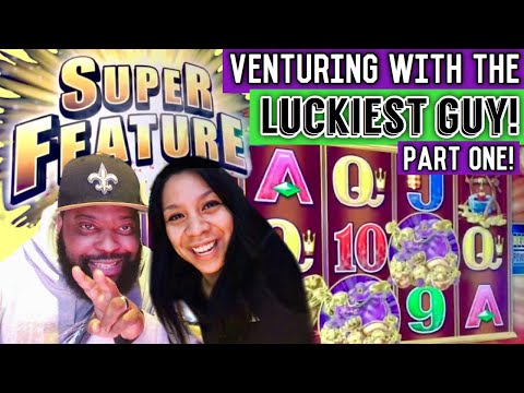👸🏽🤳🏽🎰 VENTURING WITH THE LUCKIEST GUY! TURNED $40 INTO HUNDREDS! 5 FROGS BIG WIN! PART ONE!