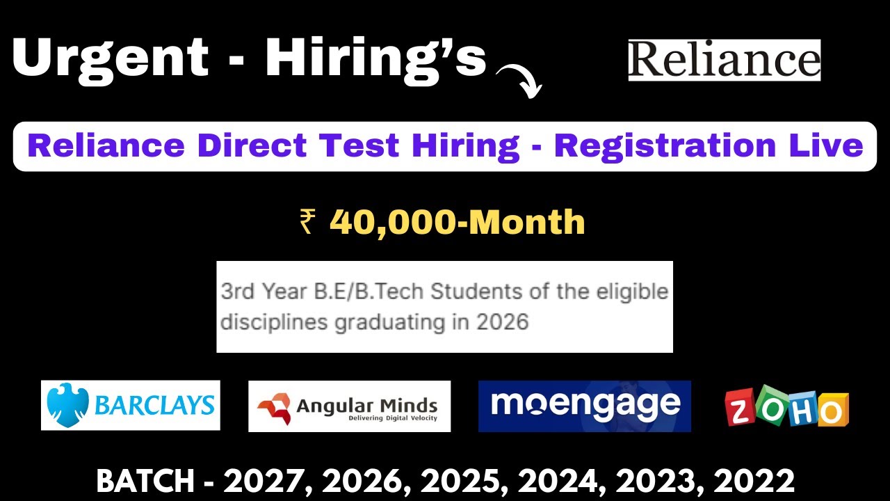 Direct Test Hiring | OFF Campus drive for 2024 batch | 2025 batch ...