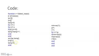 Most nonzero elements in row | MATLAB