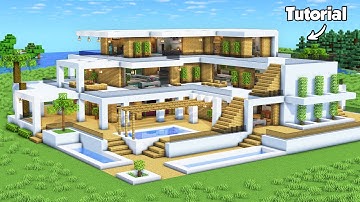 Minecraft: How to Build a Big Modern House Tutorial (Easy to Follow) #72 - Interior in Description!