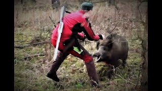Wild boar attacks hunter - dog saves him # Angriff Wildschwein # ataque de jabalíes # wildboar hunt