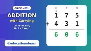 3-Digit Addition with Carrying — Easy Math for Students