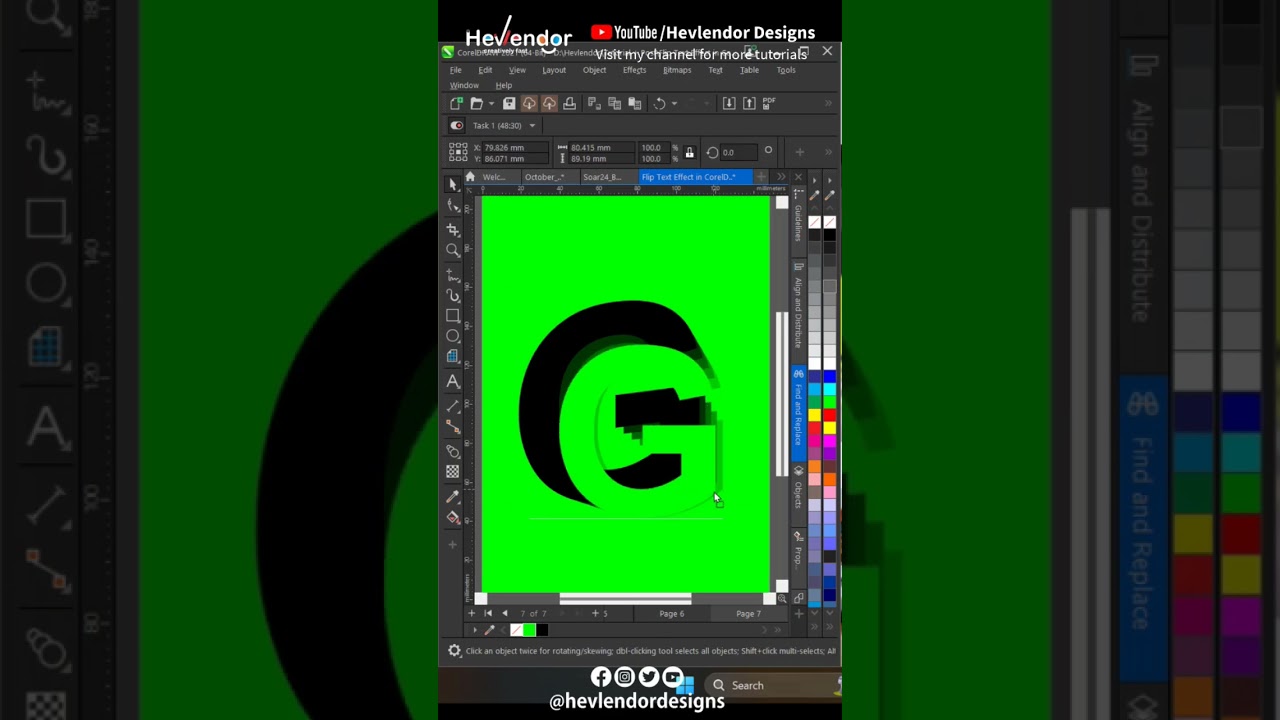 Flip Text Effect in CorelDRAW Letter G 