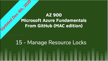 AZ 900 Github 15: Manage Resource Locks - Azure Fundamentals Dec 2020 Mac Edition Hands on Lab