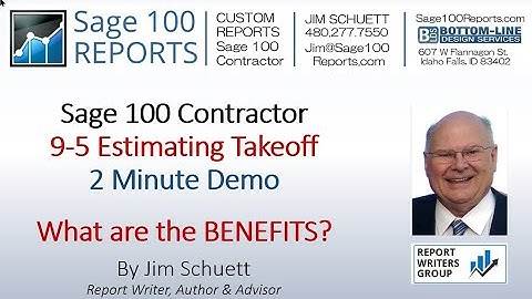 Sage100Reports 9 5 Estimating Takeoff  2 min Demo