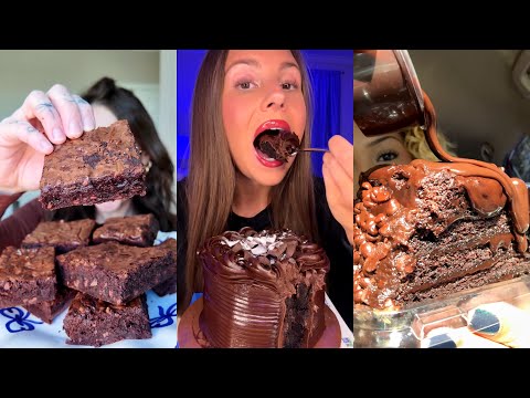 TIKTOK Chocolate Dessert Mukbang Compilation Dubai Chocolate Brownies Chocolate Cake More