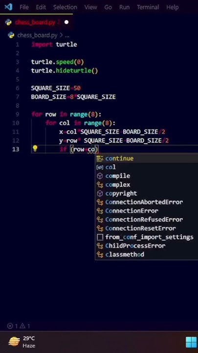 Draw chess board in python using turtle #shorts #python - YouTube