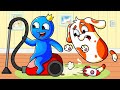 INBOW FRIENDS, HOO DOO n BLUE RACED with THE VACUUM CLEANER ! _  Rainbow Friends 3 Animation