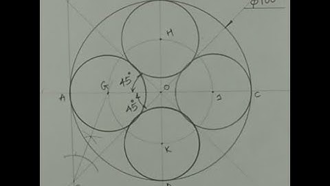 How to draw 4 circles inside a circle - Engineering drawing - Technical drawing