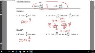 PHS PreCalculus Section 5.1 Notes Example 1