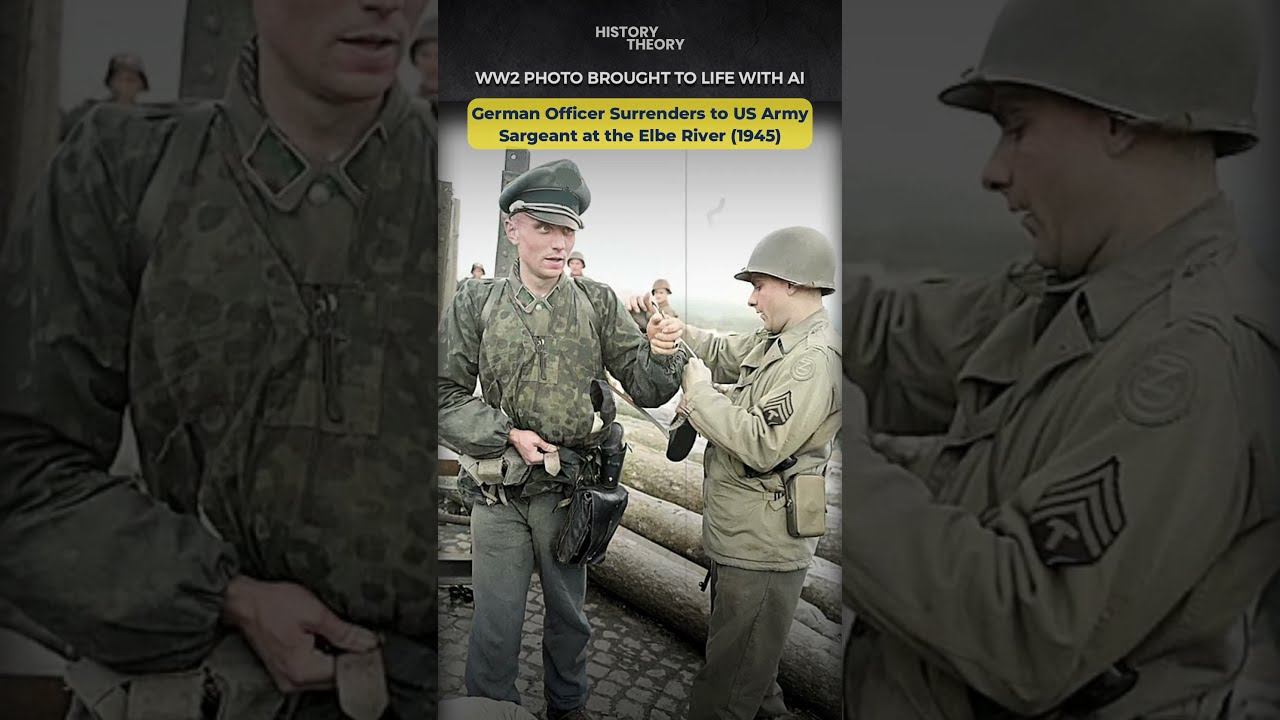WW2 Photo Brought To Life German Officer Surrenders American Sargeant At The Elbe River