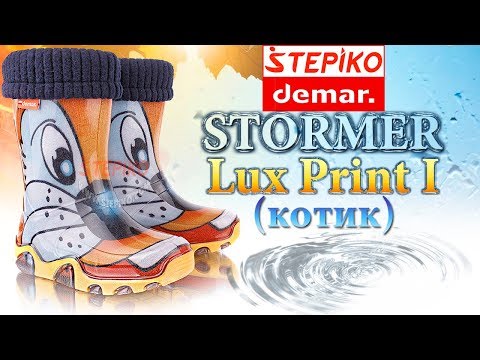 DEMAR Stormer Lux Print I Котик. Видео обзор на детские резиновые сапоги Демар 0032I от stepiko.com