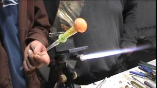Glass Artist Shen Goines Tutorial - Kryptonite/Amber & silver-fumed condensed Wig Wag Spoon part II