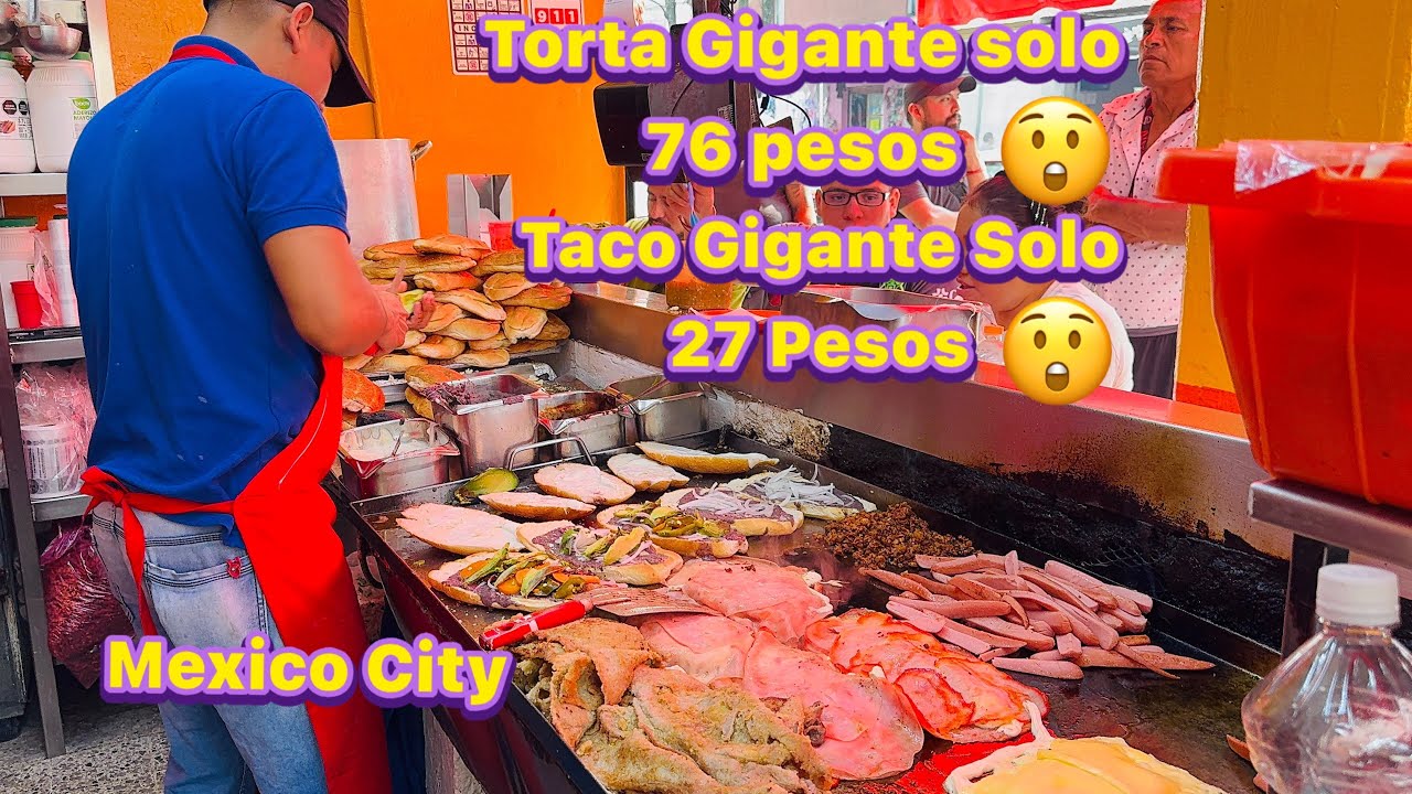“Taco Gigante solo 27 pesos😳 Torta Gigante solo 76 pesos😳 “Restaurante Río Sella”🇲🇽 #mexico #food