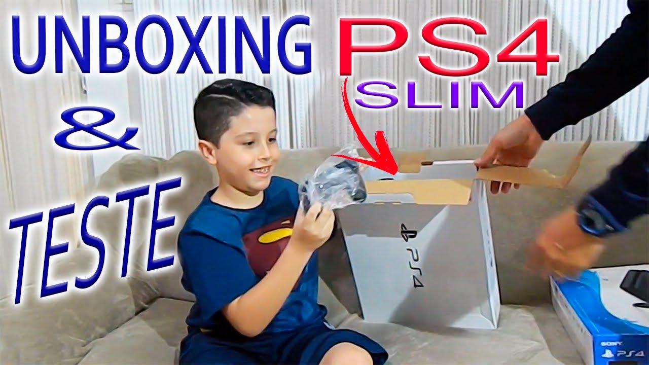 GANHEI UM PS4 SLIM 2019 - UNBOXING - ABRINDO A CAIXA DO PLAYSTATION 4 SLIM - 2215a - 