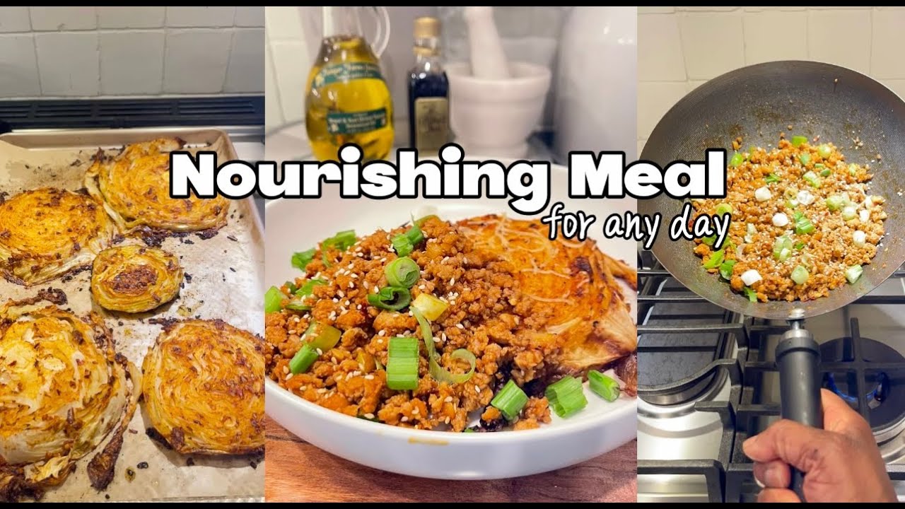 Healthy Eating | Roasted Garlic Cabbage & Savory Korean-Style Ground Turkey | 