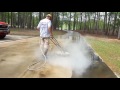 Surface cleaning with hot water
