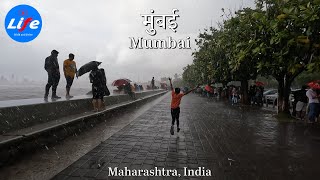 Walking in Rain at Marine Drive - Mumbai【4K HDR】