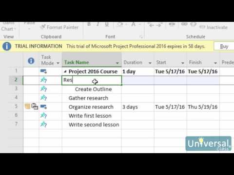 Lesson 7 Organizing Tasks Microsoft Project 16 Course Youtube