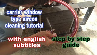 how to clean carrier window type aircon with english subtitles screenshot 5