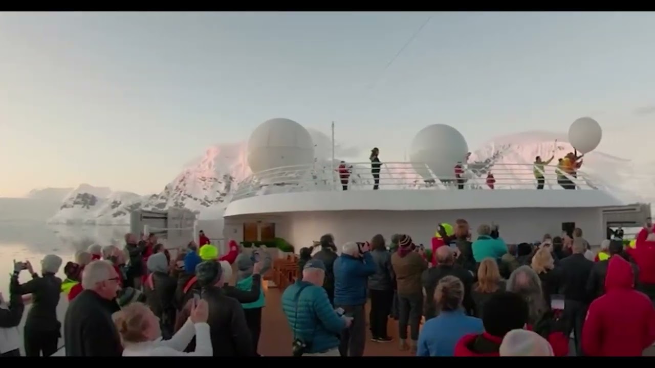 Weather Balloon & Sunset Paradise Harbor, Antarctica