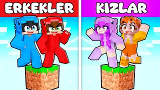 Tek Blok ERKEKLER vs Tek Blok KIZLAR! - Minecraft