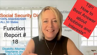 Tip Function Report - Social Security Disability - Hobbies And Interests - Ssa 3373