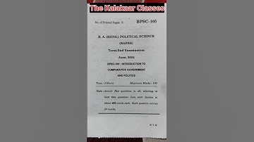 BPSC-105 INTRODUCTION TO COMPARATIVE GOVERNMENT AND POLITICS Question paper june 2024 #shorts #ignou