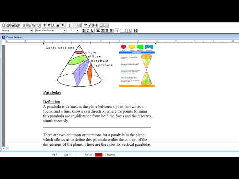 Conic Sections; Parabola,