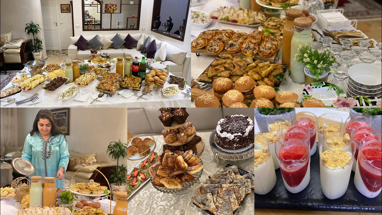 عراضة فطور رمضان🌙لأصحاب ولدي بشهيوات سهلة وسريعة 👌من فطور عشاء buffet 🌺de ramadanوسحور وتحلية🍰