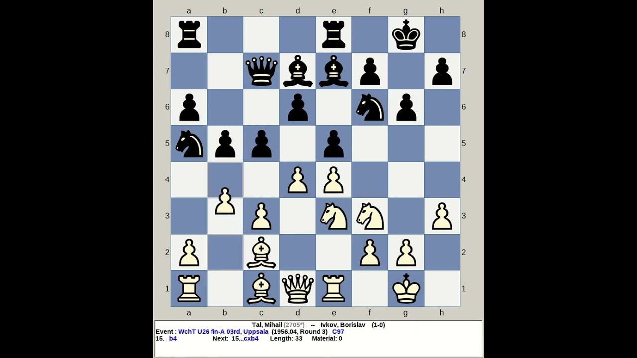 Tal, Mihail vs Ivkov, Borislav | World Chess U26 Final A 3rd 1956, Uppsala Sweden