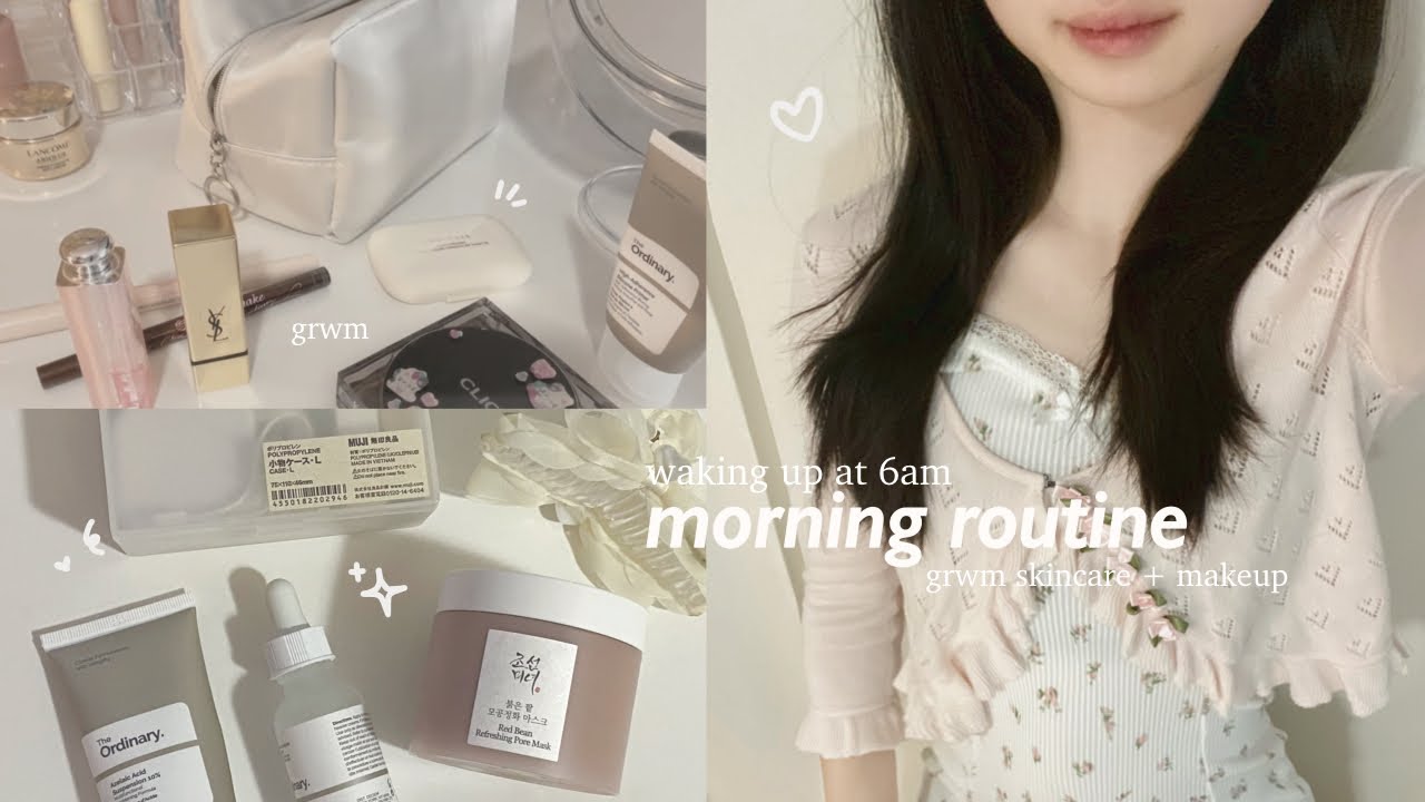 waking up at 6am🎐㆐my morning routine: grwm, skincare, makeup, slice of life ⋆ ִֶָ ๋𓂃