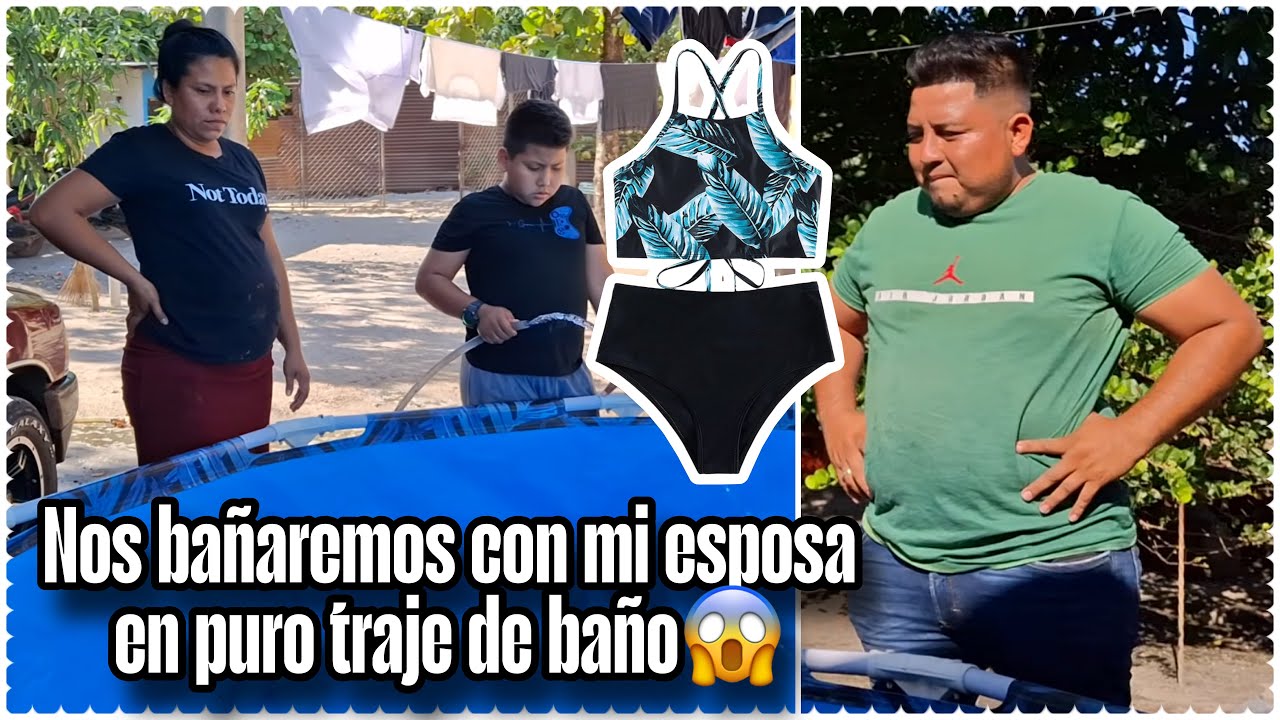 Preparemos la piscina con los niños por primera vez en trajes de baño😱