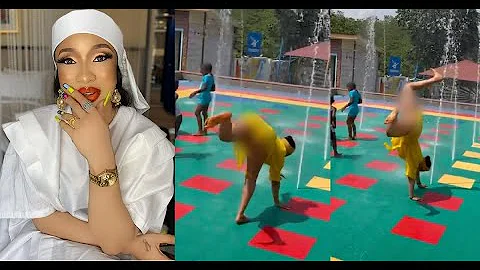 Full video of Tonto Dikeh shows off her acrobatic skills at a water part and Something revealed