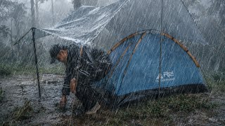 The Worst Weather‼️Hit by a Storm Extreme weather at the campsite⛈️Camping Heavy rain
