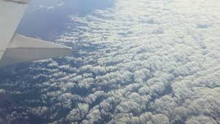 Airplane small puffy clouds | 4K free stock footage