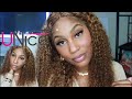 Curly Highlight Ombré Honey Blonde T Part Lace Front Wig| Human Hair Wig| AMAZON UNICE HAIR