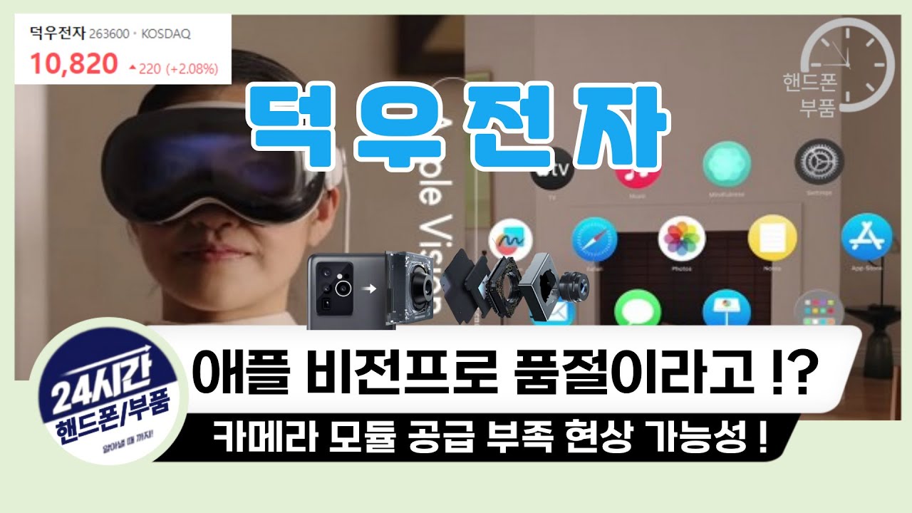 애플 비전 프로 품절 예상 !? 카메라 모듈 공급 부족 현상 가능성 염두 ! 덕우전자의 수혜 예상 !!