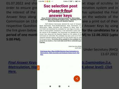 ssc selection post phase ix final answer keys 2022/ login to see answer keys#link?#shorts#ssc2022