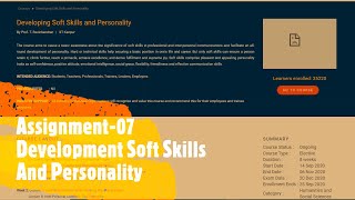 NPTEL-SWAYAM |Assignment-07 Developing Soft Skills and Personality  Answer   Last Date-04/11/2020 screenshot 5